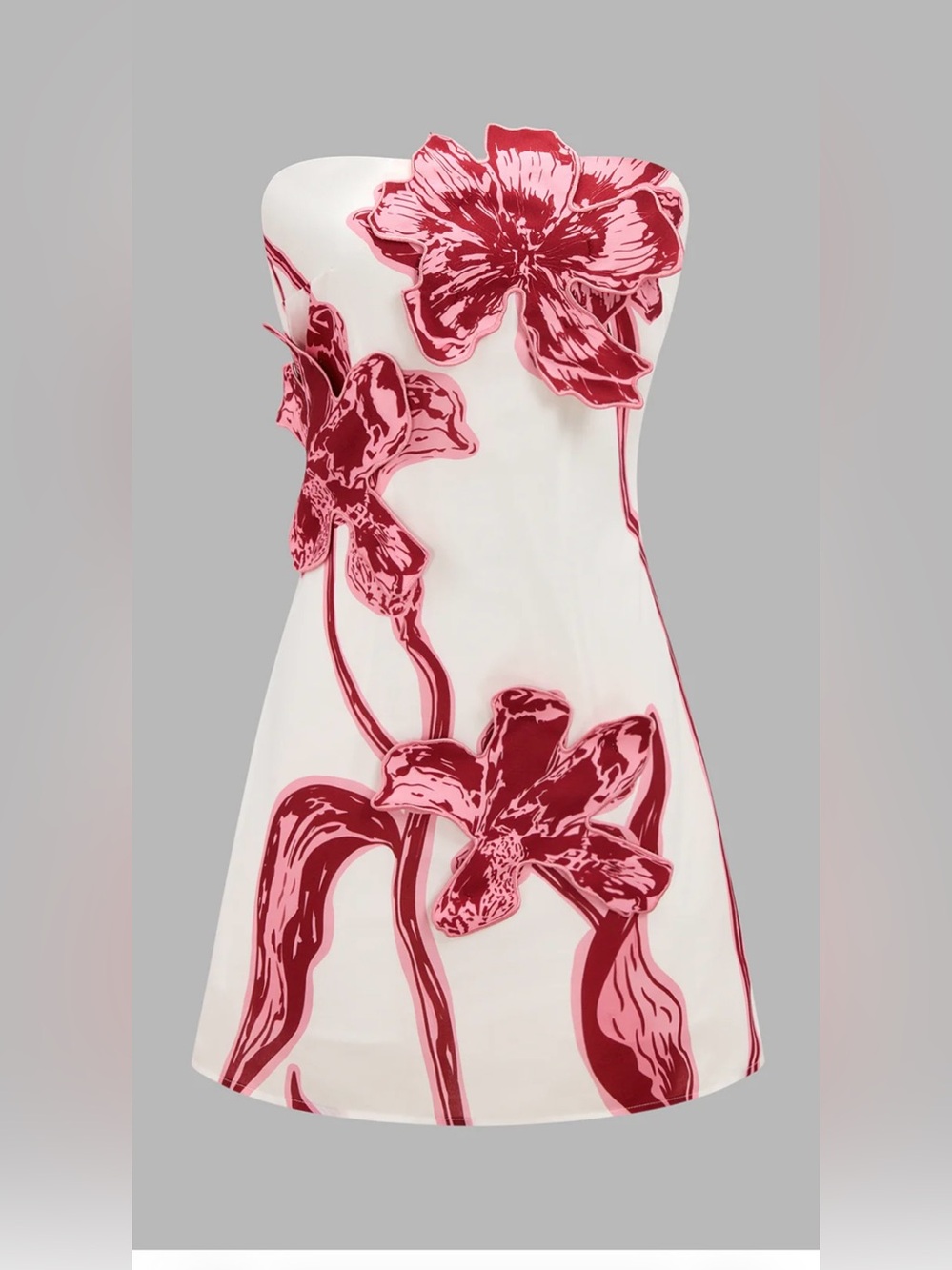 Commense 3D Floral Strapless Mini Dress